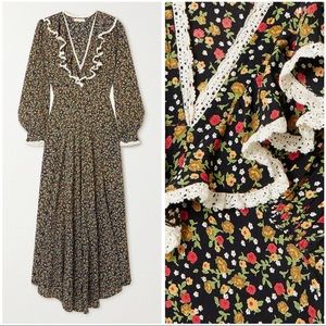 DÔEN Eugenie Lace-Trimmed Floral-Print Crepe Maxi Dress